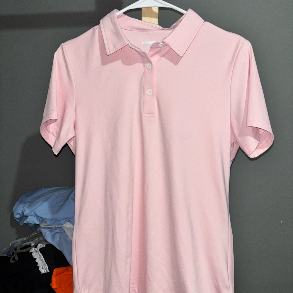 Classic Pink Polo Shirt - Women's Collared Short Sleeve